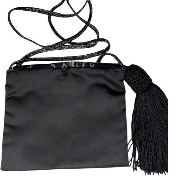 SHARIF Small Black & Taupe Floral Crossbody Evening Bag - Picture 2 of 6